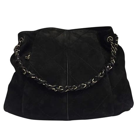 chanel suede bag black|genuine Chanel bag.